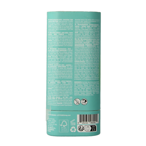 Attitude Sunly zonnebrandstick SPF30 parfumvrij 60.00 Gram
