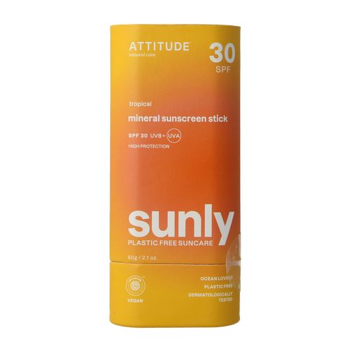 Attitude Sunly zonnebrandstick SPF30 tropisch 60.00 Gram