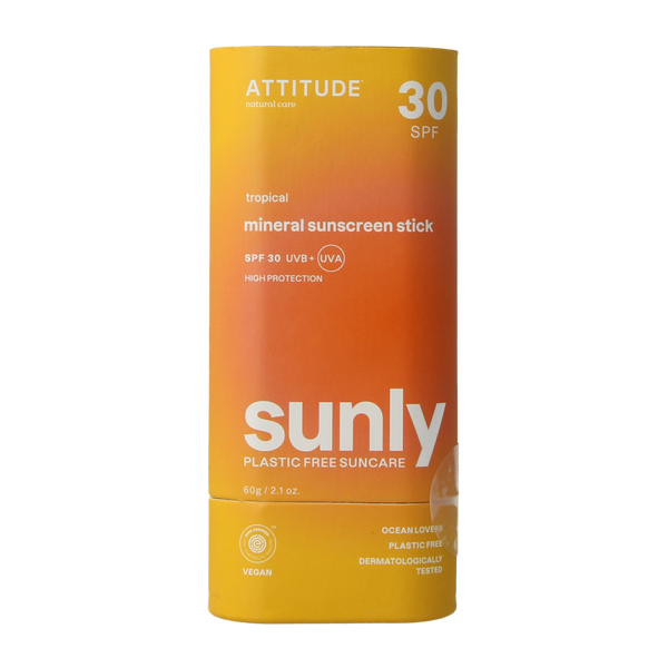 Attitude Sunly zonnebrandstick SPF30 tropisch 60.00 Gram
