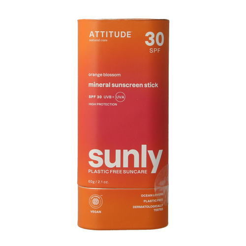 Attitude Sunly zonnebrandstick SPF30 oranjebloesem 60.00 Gram