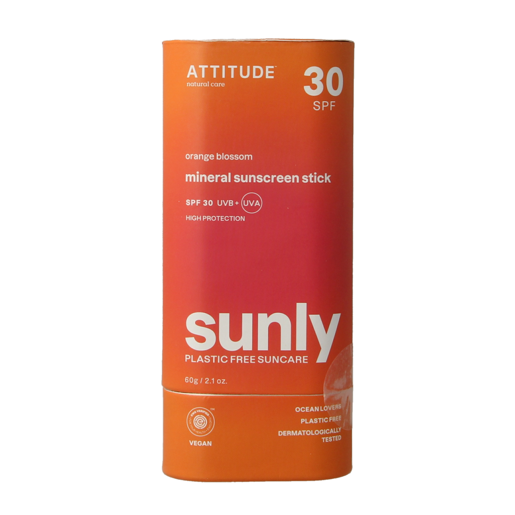 Attitude Sunly zonnebrandstick SPF30 oranjebloesem 60.00 Gram