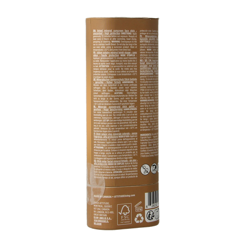 Attitude Sunly gezichtszonnebrandstick getint SPF30 20.00 Gram