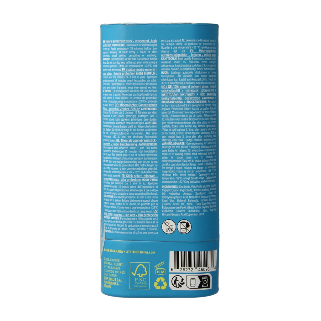 Attitude Sunly zonnebrandstick kids SPF30 60.00 Gram