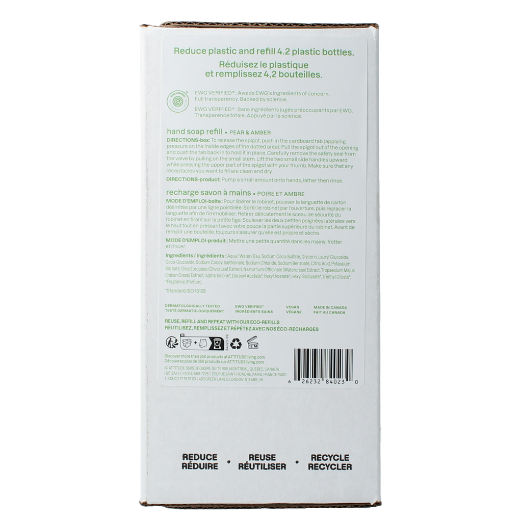 Attitude Super leaves handzeep pear amber eco refill 2.00 Liter