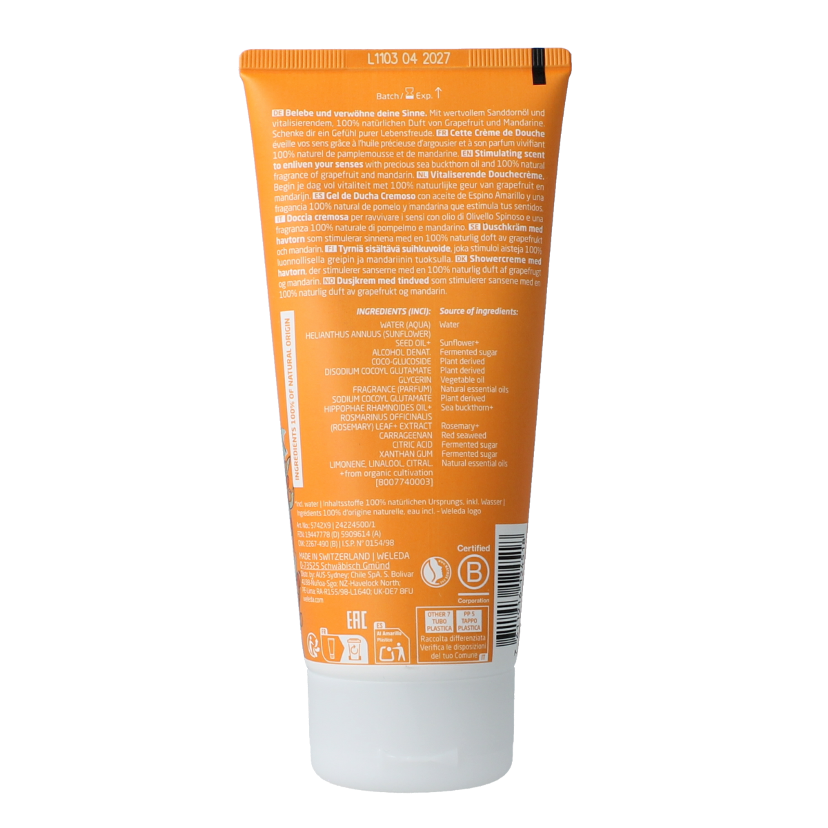 Weleda Duindoorn vitaliserende douchecreme 200.00 Milliliter