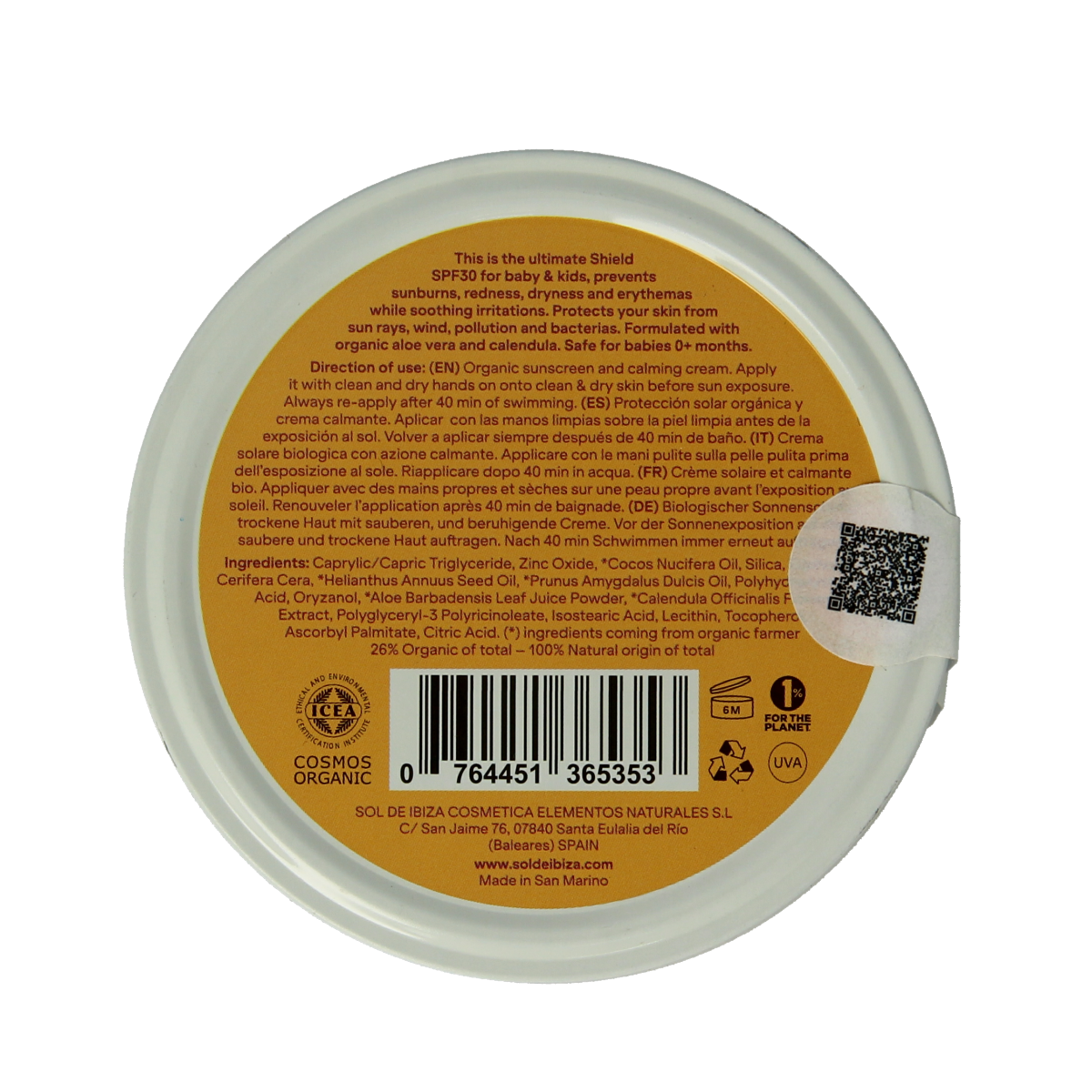 Sol De Ibiza Beschermende creme baby&kids SPF30 bio 100.00 Gram