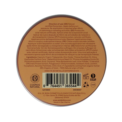 Sol De Ibiza Zonnebrandcreme SPF30 mini bio 30.00 Gram