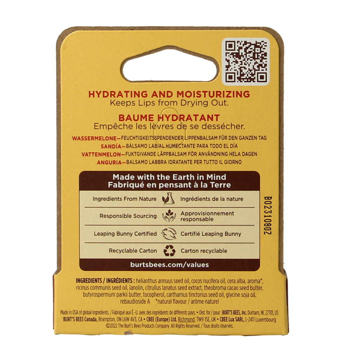 Burt's Bees Lipbalm watermelon blister 4.25 Gram