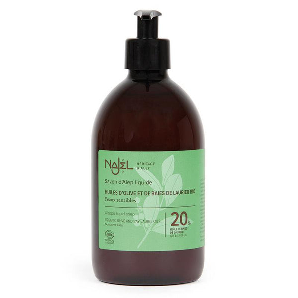 Najel Aleppo Zeep liquid laurier 20% pompfles 500 Milliliter