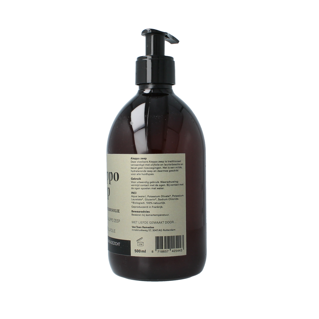 Van Toen Aleppo zeep 20% vloeibaar bio 500.00 Milliliter