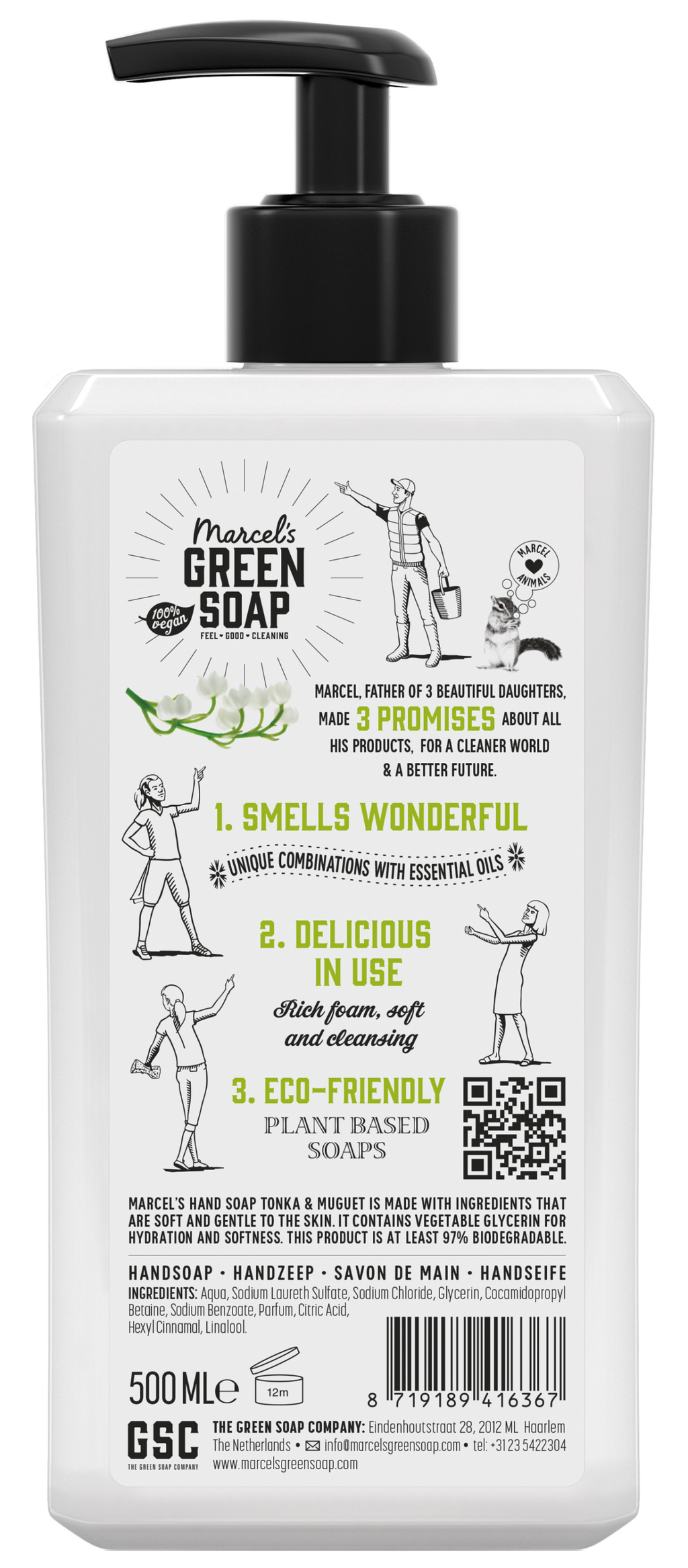 Marcel's Green Soap Handzeep tonka & muguet 500.00 Milliliter
