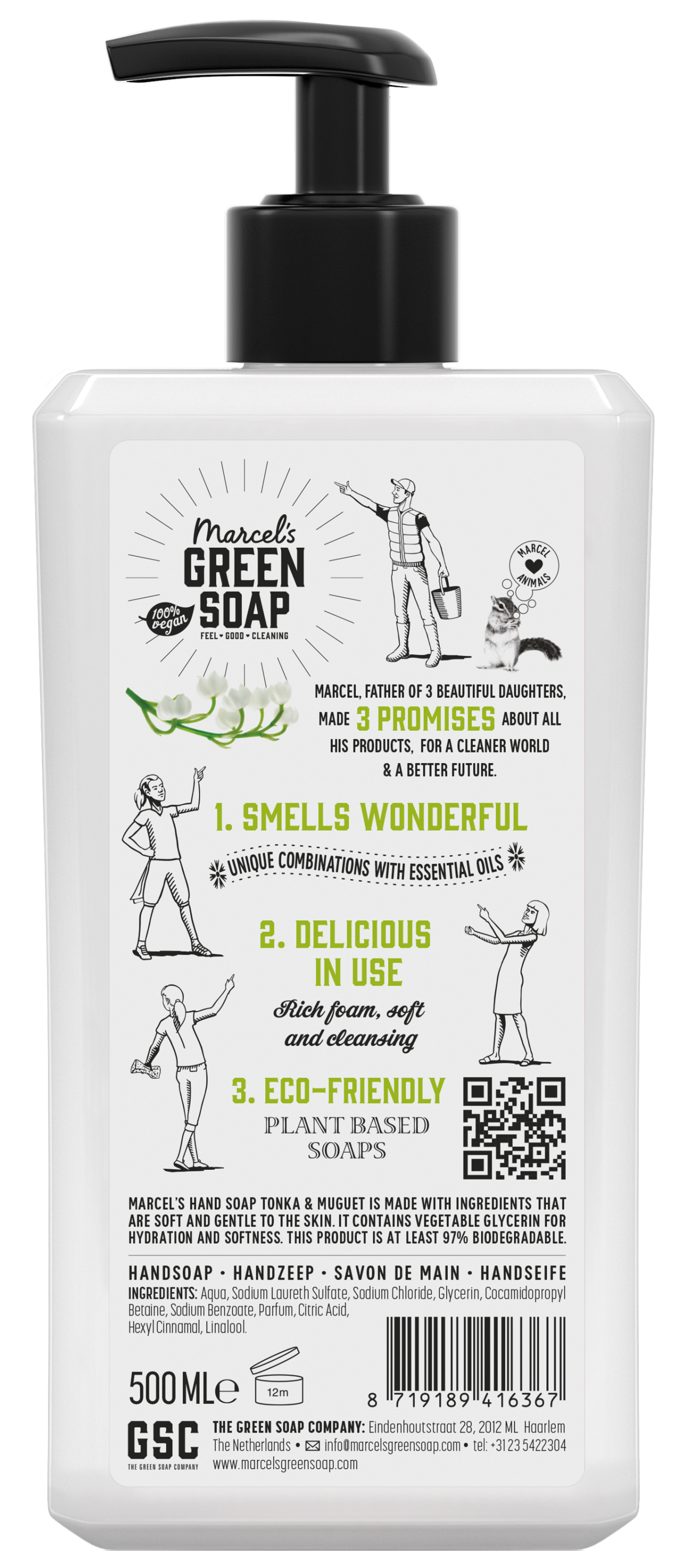Marcel's Green Soap Handzeep tonka & muguet 500.00 Milliliter