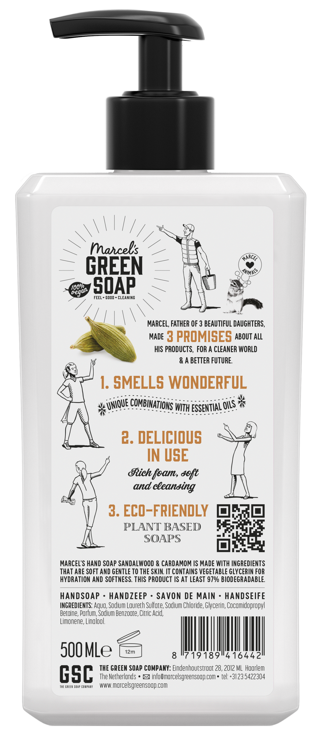 Marcel's Green Soap Handzeep sandelhout & kardemom 500.00 Milliliter