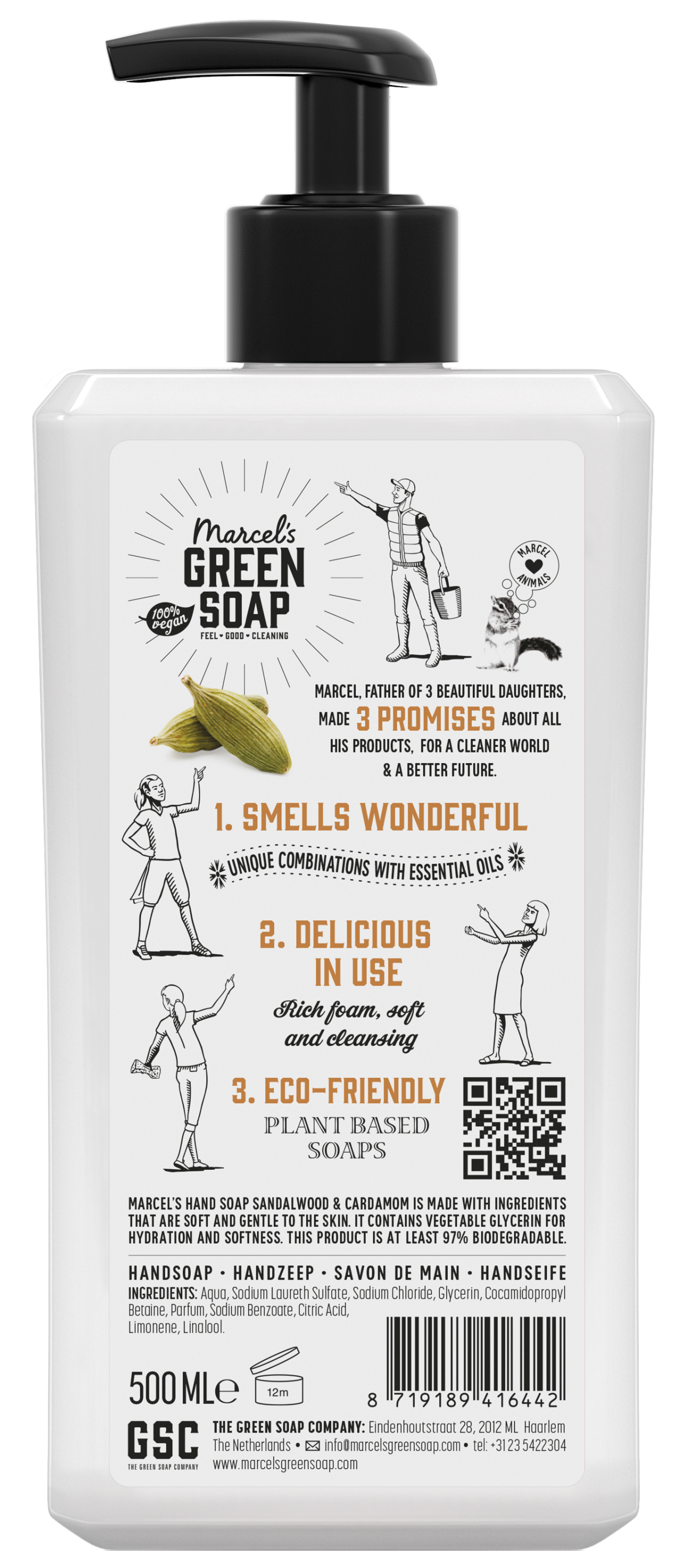 Marcel's Green Soap Handzeep sandelhout & kardemom 500.00 Milliliter