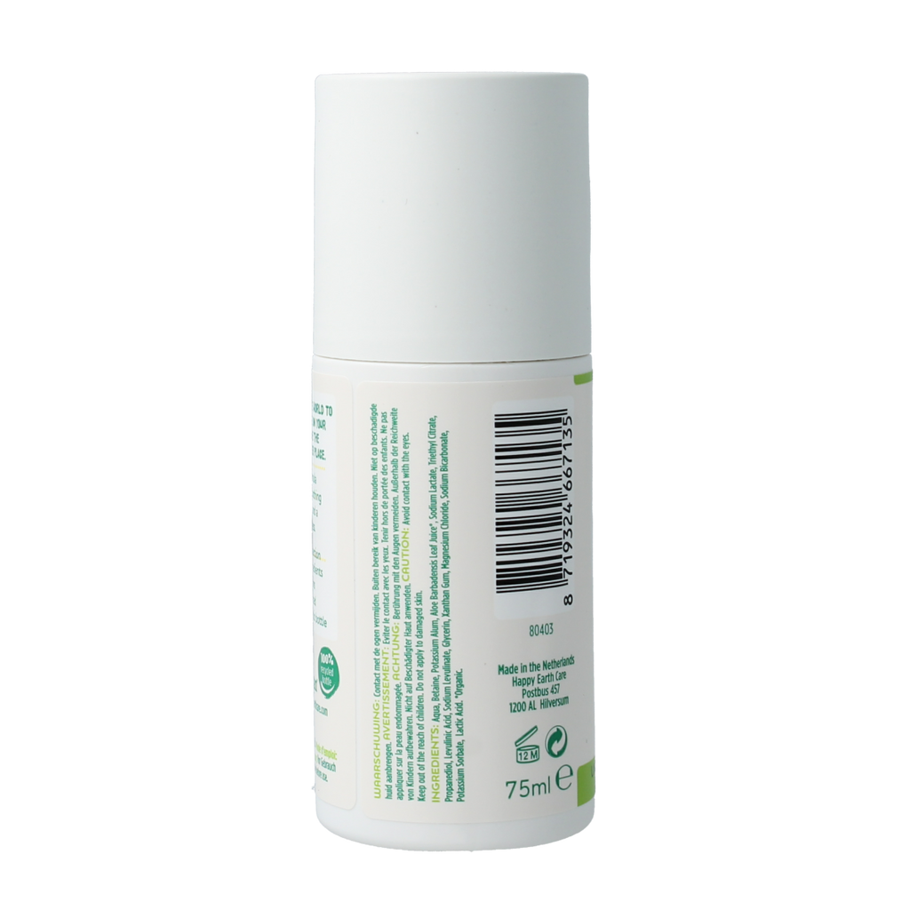 Happy Earth Pure deodorant roll-on unscented 75.00 Milliliter