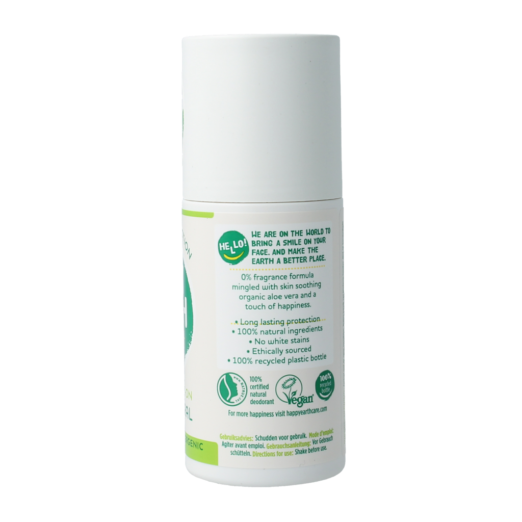 Happy Earth Pure deodorant roll-on unscented 75.00 Milliliter