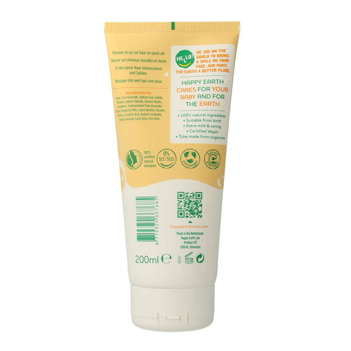 Happy Earth Shampoo voor baby & kids 200.00 Milliliter