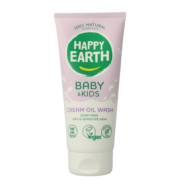 Happy Earth Wasgel creme olie baby & kids 200.00 Milliliter
