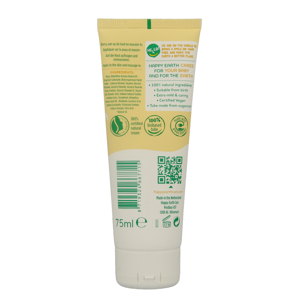 Happy Earth Voedende creme voor baby & kids 75.00 Milliliter