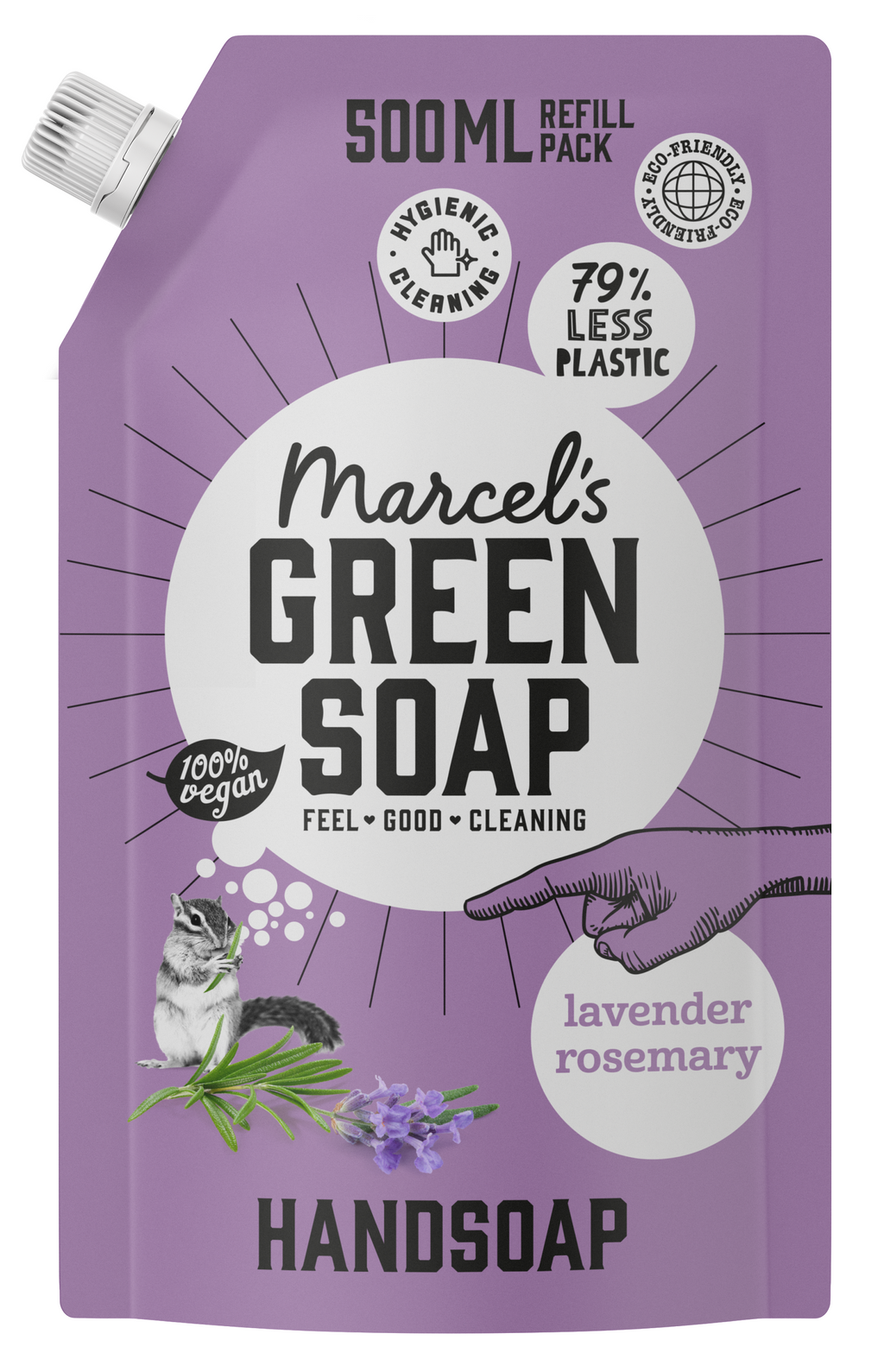 Marcel's Green Soap Handzeep lavendel & rozemarijn navul 500.00 Milliliter