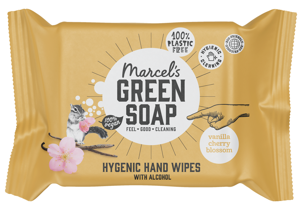 Marcel's Green Soap Hand wipes vanilla & cherry blossom bio 15.00 Stuks