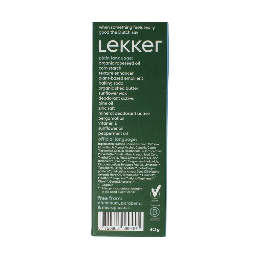 Lekker Company Deodorant refill starter be active 40.00 Gram