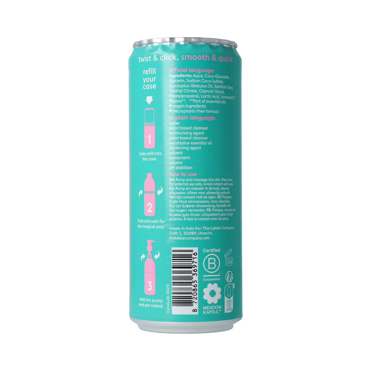 Lekker Company Body wash refill eucalyptus 330.00 Milliliter