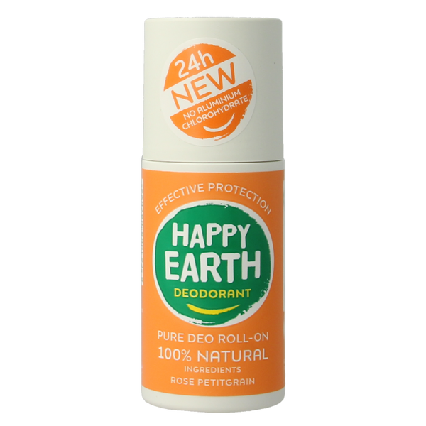 Happy Earth Pure deo roll-on rose petitgrain 75 Milliliter