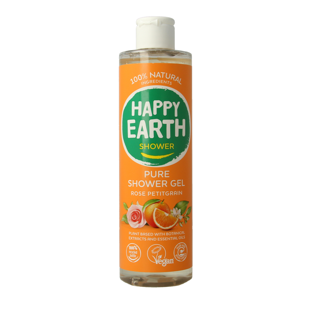 Happy Earth Pure showergel rose petitgrain 300.00 Milliliter
