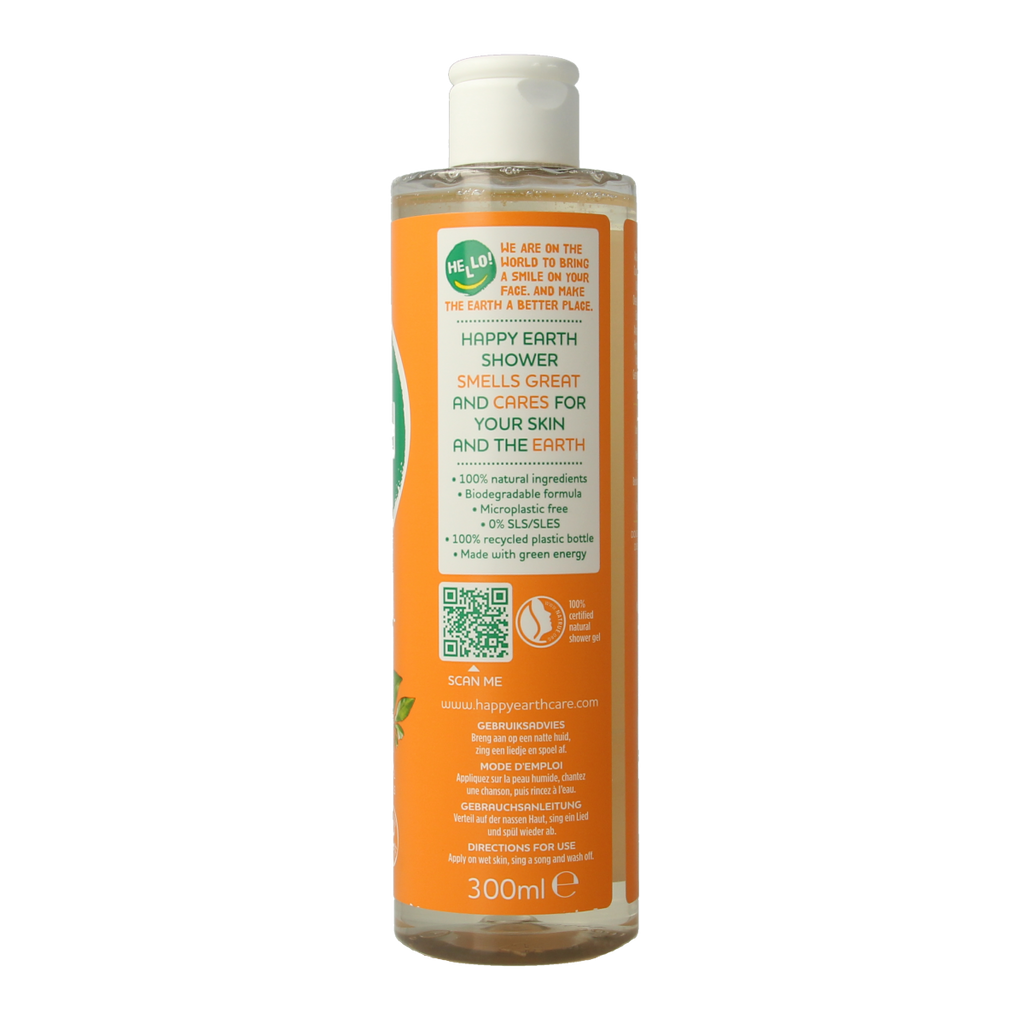 Happy Earth Pure showergel rose petitgrain 300.00 Milliliter