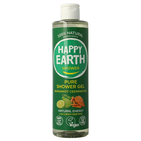 Happy Earth Douchegel bergamot cedarwood 300 Milliliter