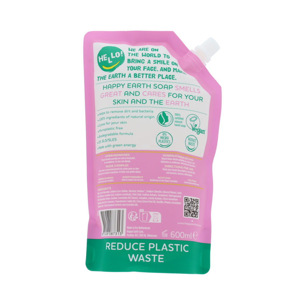 Happy Earth Refill Handzeep Lavender Ylang 600.00 Milliliter