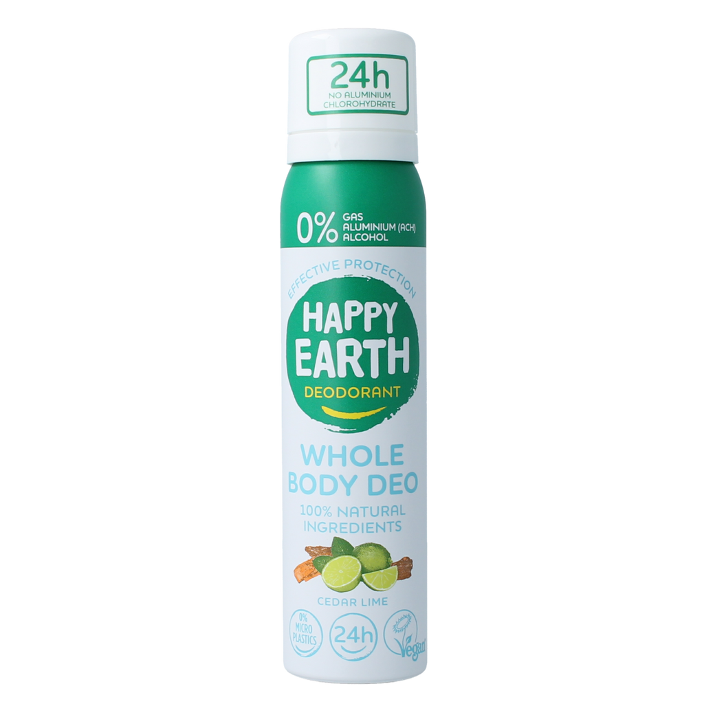 Happy Earth Deodorant bodyspray cedar lime 100.00 Milliliter
