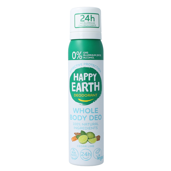 Happy Earth Deodorant bodyspray cedar lime 100.00 Milliliter
