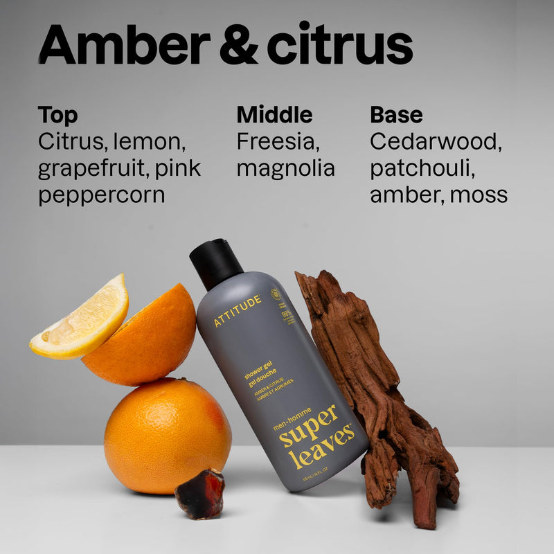 Attitude Men showergel amber & citrus 415.00 Milliliter extra image