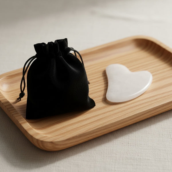 Kind Essentials The White Jade Gua Sha on a marble top