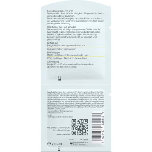 Lavera Basis sensitive masque Q10 2x5ml 10.00 Millilitres extra image