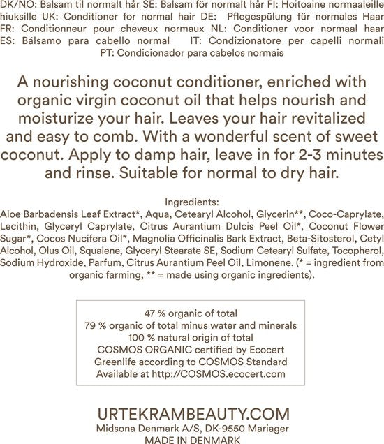 Urtekram Coconut Conditioner 180.00 Milliliter extra image
