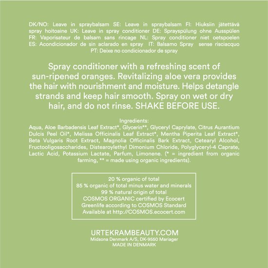 Urtekram Conditioner spray aloe vera 250.00 Milliliter extra image