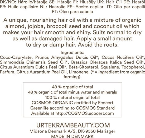 Urtekram Hair Oil Coconut 100 Milliliter extra image