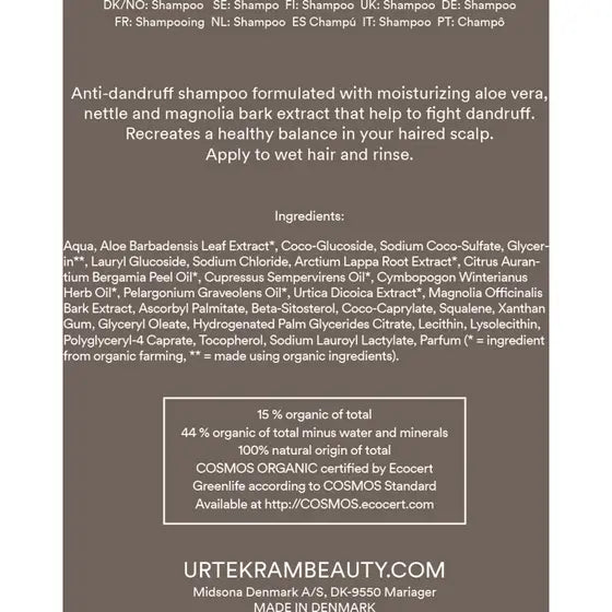 Urtekram Shampoo brandnetel dandruff 250.00 Milliliter extra image